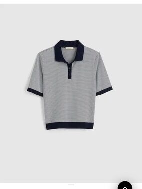 Madewell Stripped Shrunken Polo Tee - Midnight Navy